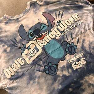 Disney Stitch Walt Disney World Spirit Jersey Tie Dye Pullover Blue Size L